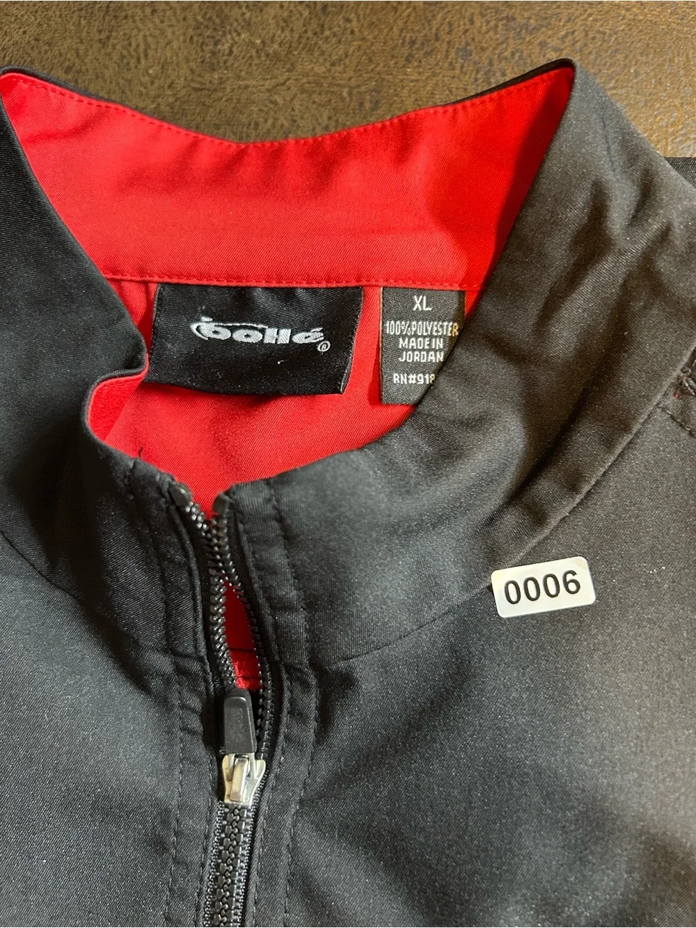 bolle Black Windbreaker Jacket with Red Trim